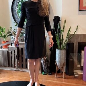 Ann Taylor 3/4 Sleeve Black Knee Length Dress